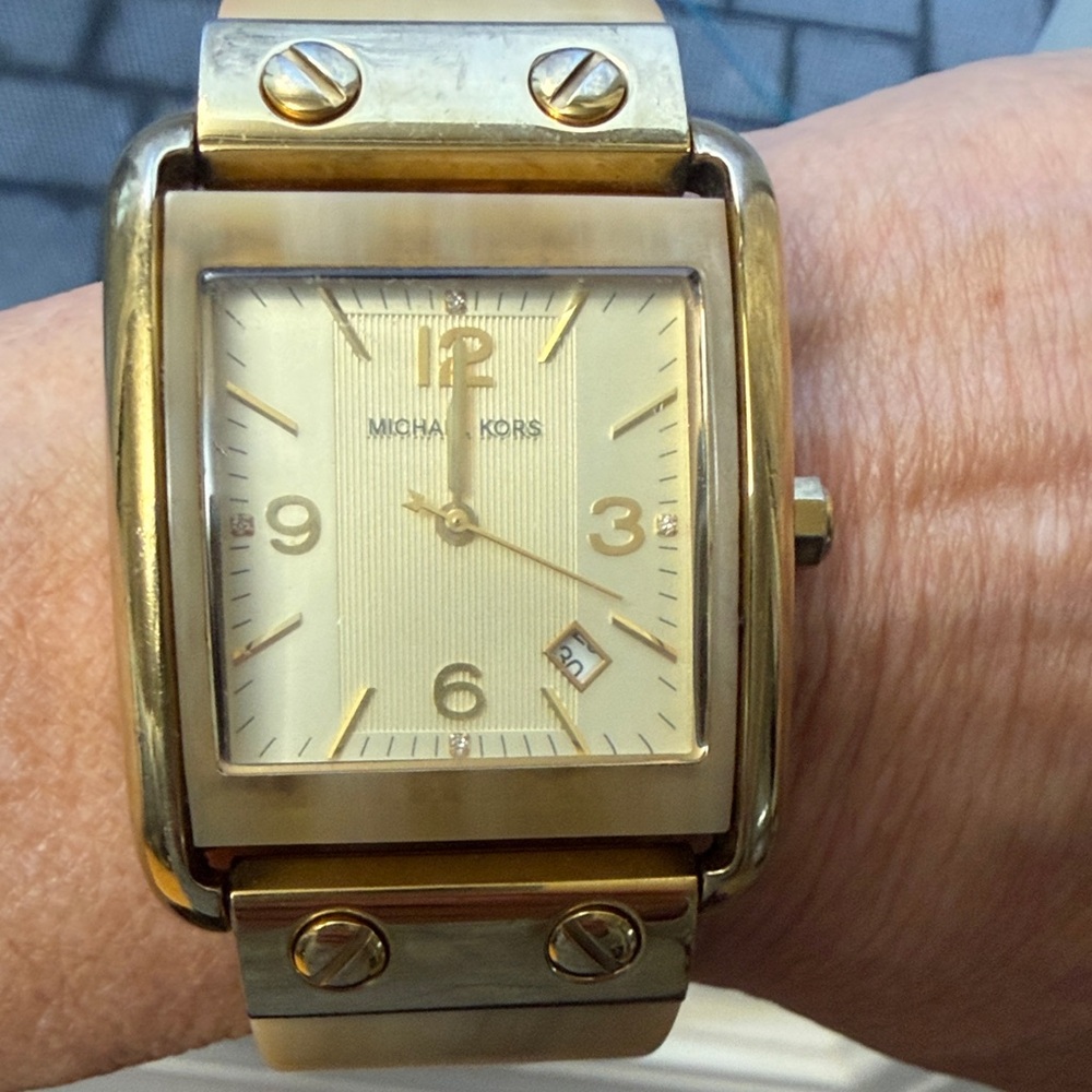 Michael Kors gold tone resin strap watch